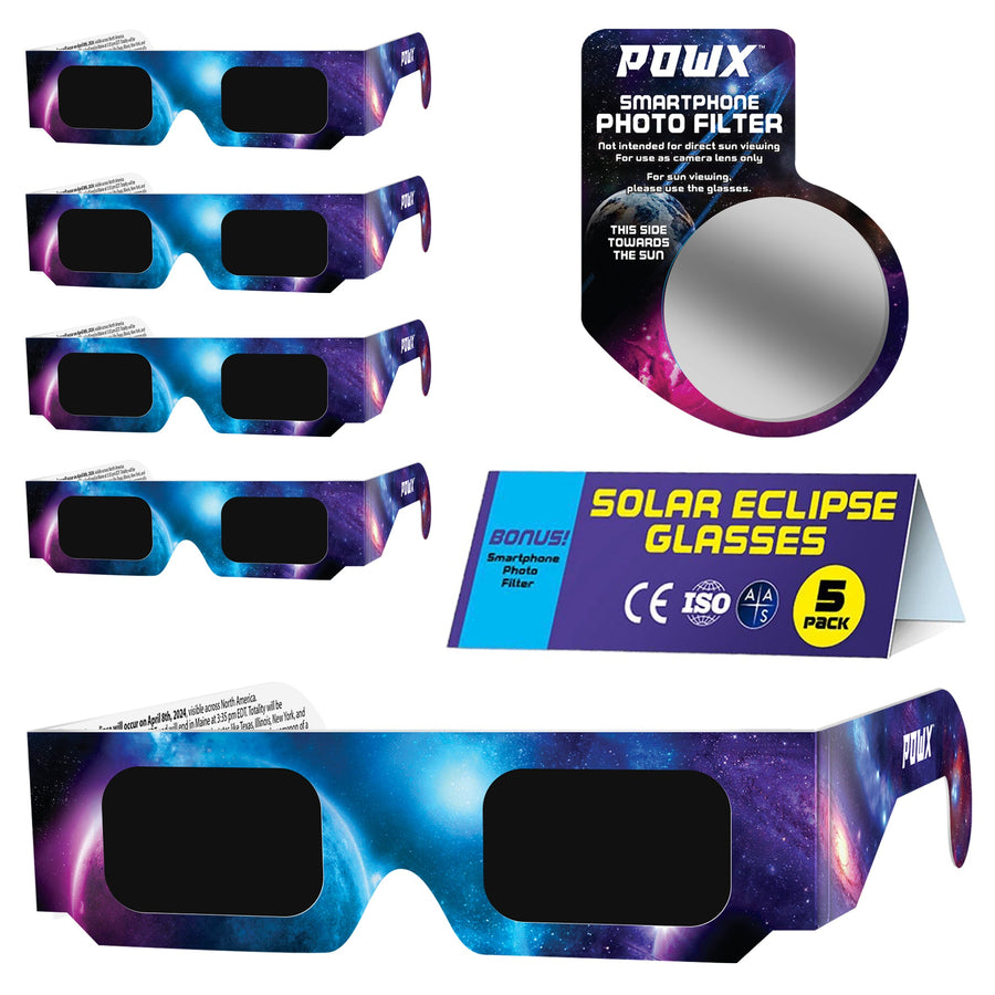 Solar Eclipse Glasses AAS Approved 2024, (10-Pack) CE/ISO Certified Solar Eclipse Viewing Glasses, Bonus Smartphone Photo Filter