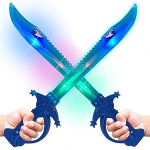 ArtCreativity Light Up Shark Sword for Kids, Halloween Costume Toy with Flashing LEDs, Gift for Boys & Girls