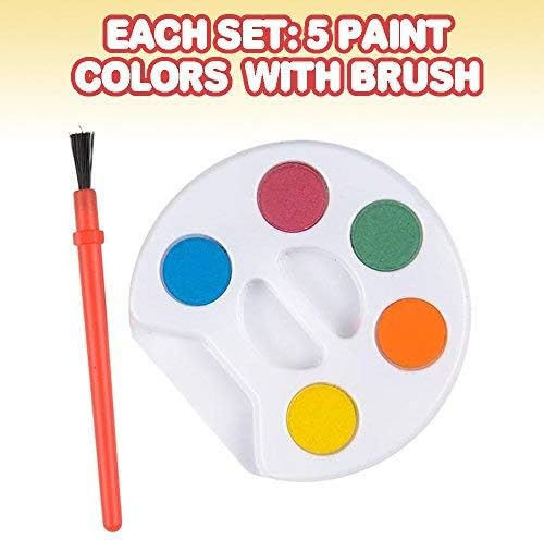 ArtCreativity Mini Paint Sets - Pack of 12 - Five Watercolors in Tray with Brush - Crafts, Supplies, School, Party Favor, Kids' Prize