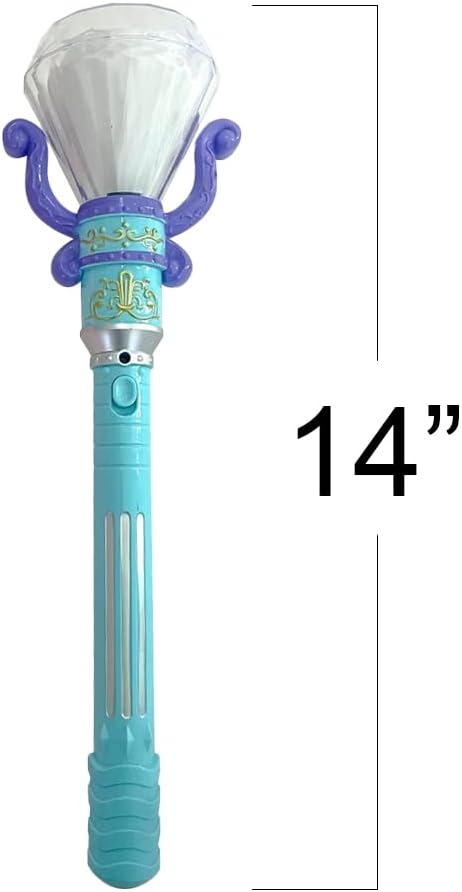 ArtCreativity Light Up Diamond Wands for Kids, Set of 2, Princess LED Wands for Girls and Boys with Spinning LEDs and Batteries Included, Princess Toys for Hours of Pretend Play, Pink and Blue
