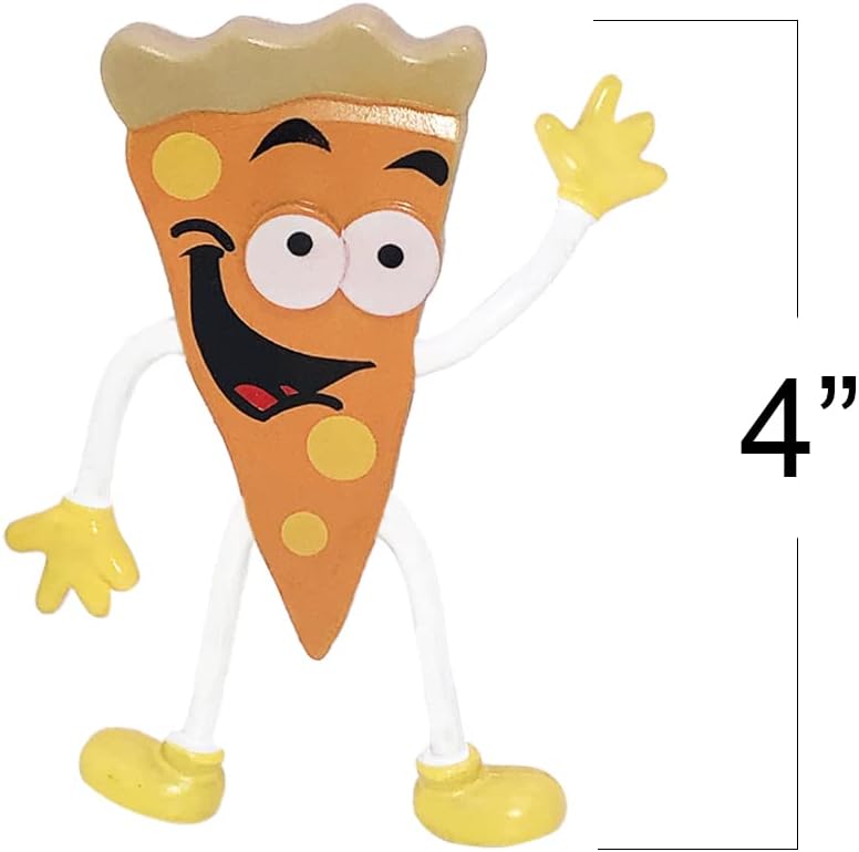 ArtCreativity Bendable Pizza Figures, Set of 12, Bendable Toys for Kids, Pizza Party Favors for Boys and Girls, Stress Relief Fidget Toys for Kids, Goodie Bag Stuffers, and Pinata Fillers