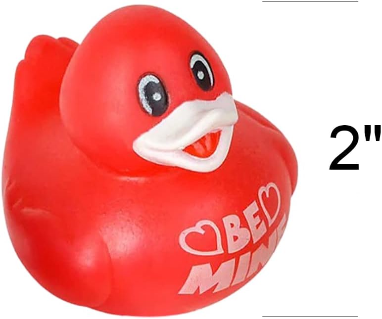 2 Inch Valentines Day Love Rubber Duckies, Pack of 12