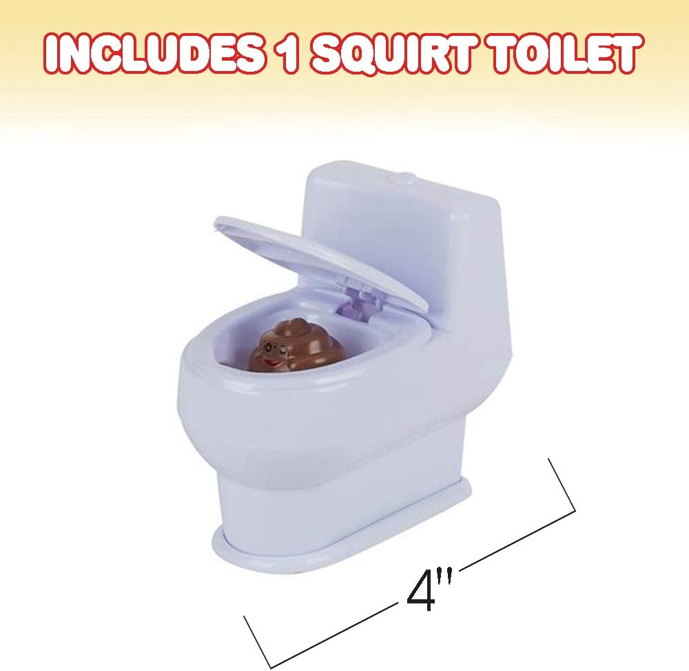 ArtCreativity 4 Inch Squirt Toilet - Gag Gift for Kids and Adults with 3D Poo Emoticon - Lift Seat to Spray Water - Funny Water Squirting Prank Toy - Hilarious Prankster Joke Stuff for Boys and Girls