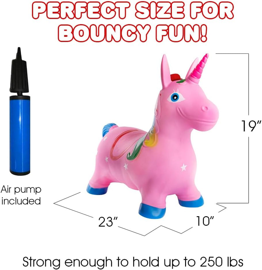 ArtCreativity Bouncy Pony Hopper with Music, Ride on Rubber Horse for Active Indoor and Outdoor Play, Inflatable Horse Toy for Kids (Pump Included)