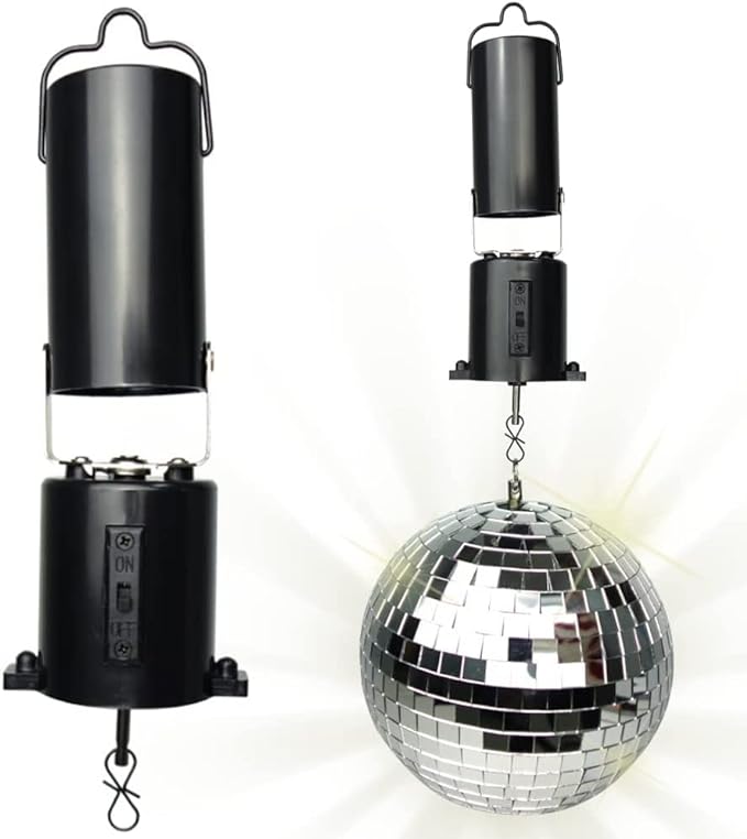 ArtCreativity Disco Ball Motor with Mirrored Disco Ball, Includes Battery Powered Spinning Ball Motor and 4 Inch Disco Ball with Hanging String, for Parties, Birthdays, Weddings, and Room Décor