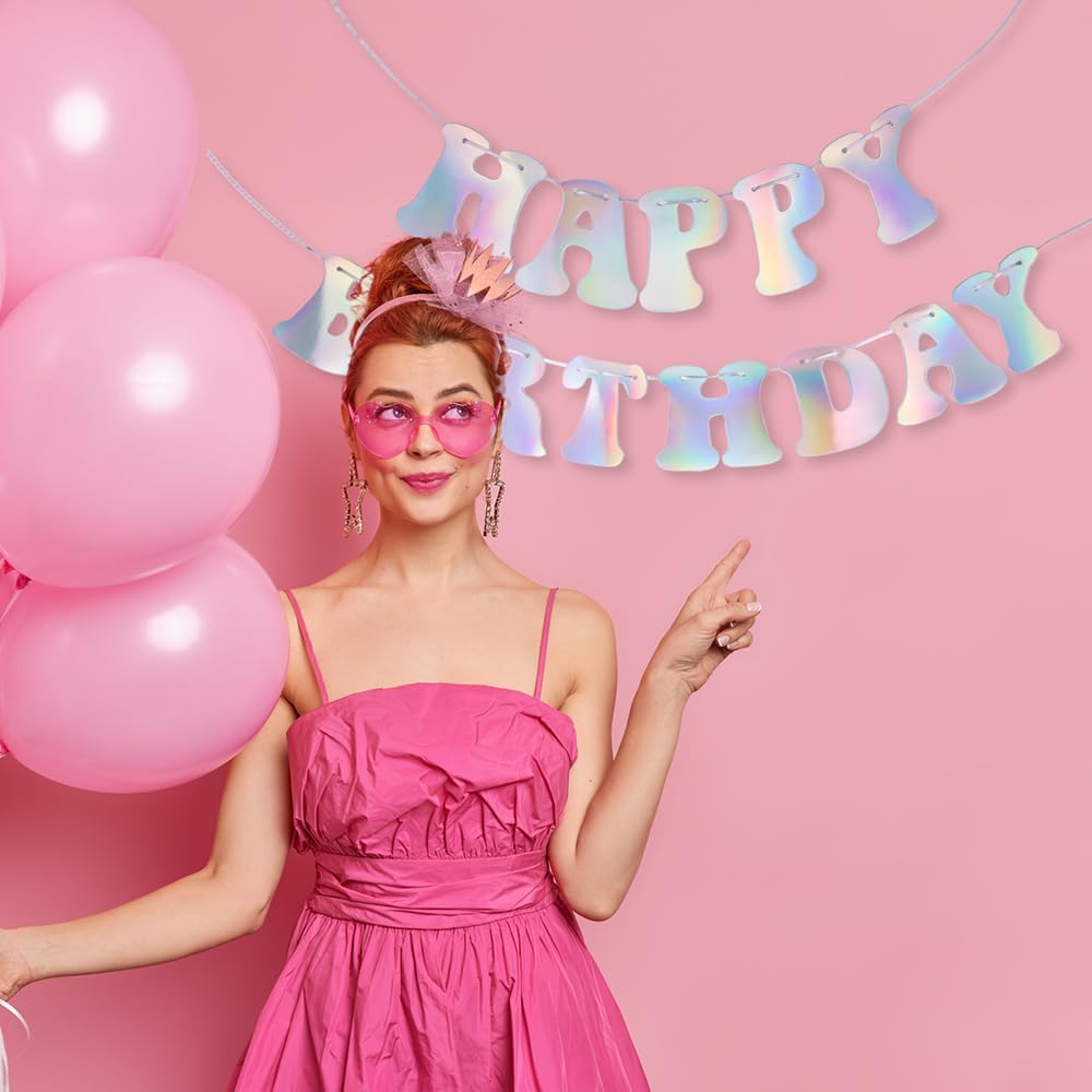 Iridescent Happy Birthday Banner