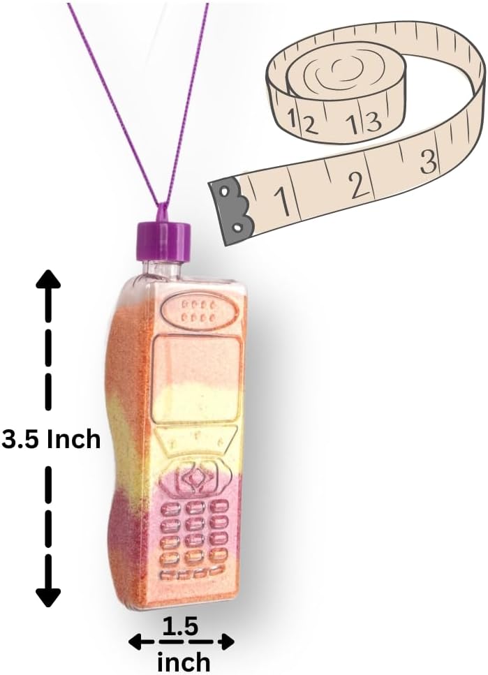 ArtCreativity Cellphone Art Bottle Necklaces, Pack of 12, Sand Art Craft Kit with Shaped Bottles, Craft Party Supplies and Party Favors for Kids - Sand Sold Separately (Cellphone)