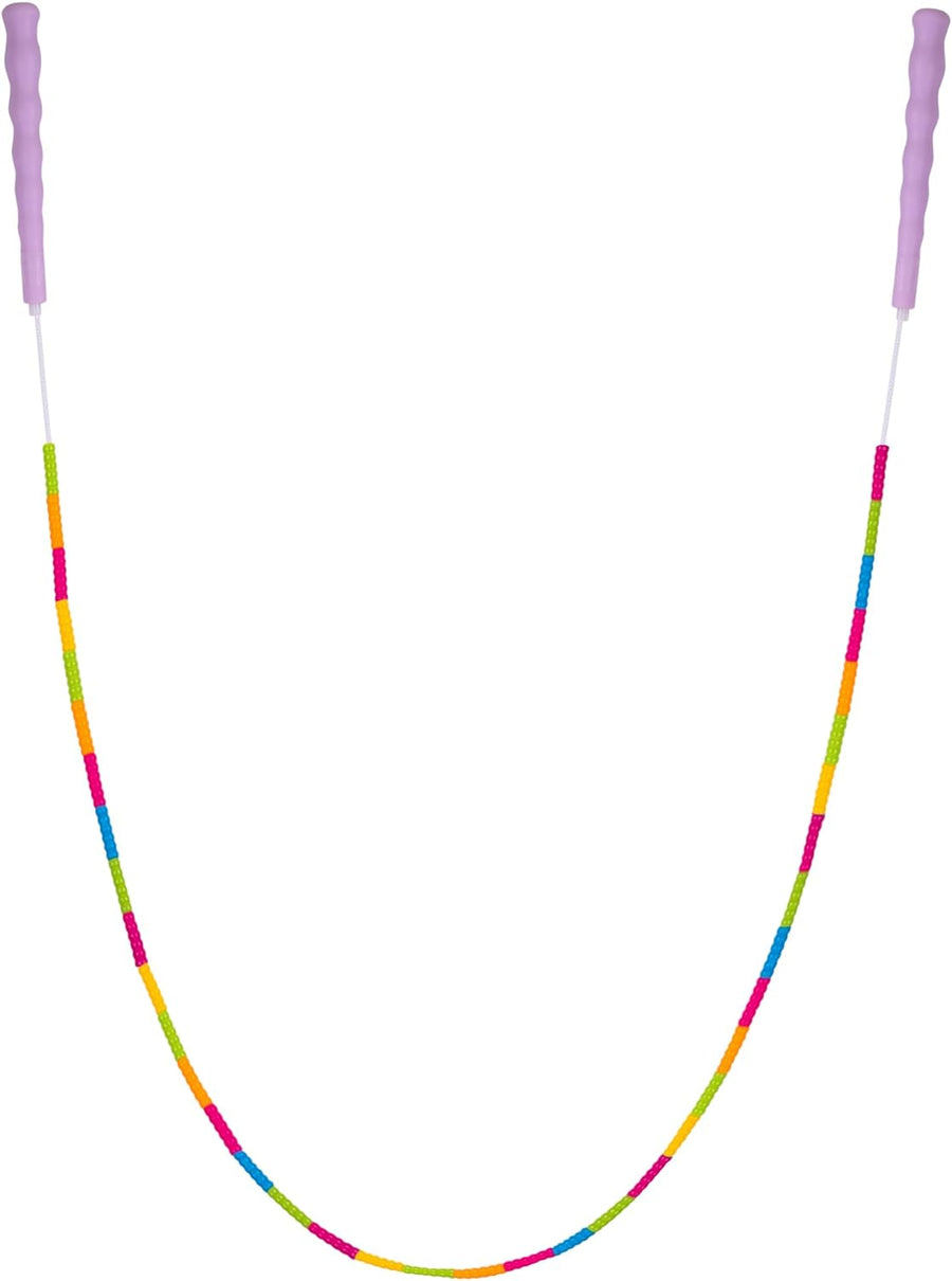 ArtCreativity Beaded Jump Rope for Kids - Pack of 2 Kids' Jump Ropes - Skipping Rope for Kids with Bright Pink Handles and Multi-Colored Beads - Outdoor Jump Rope for Girls 6 7 8 9