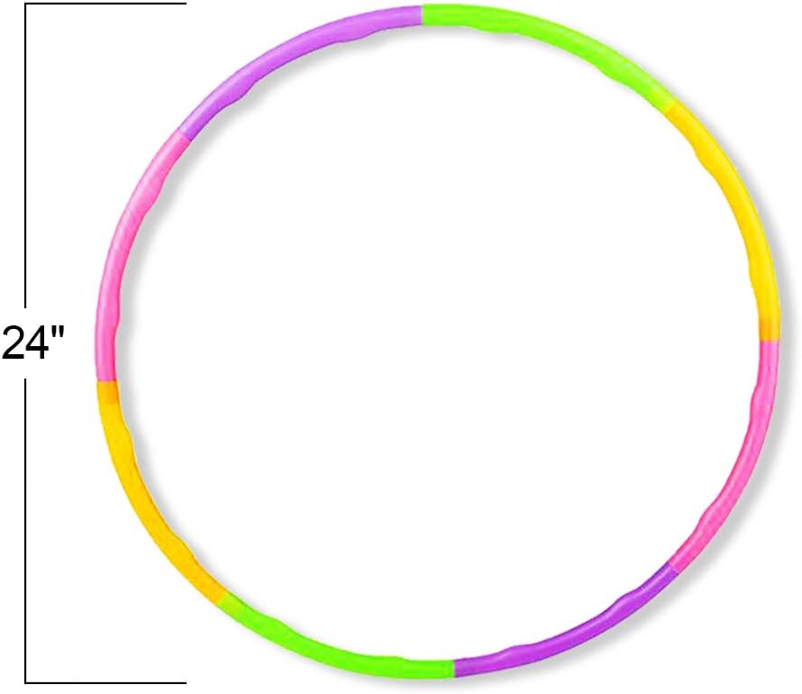 ArtCreativity Hula Hoop for Kids (Pack of 6), Adjustable Size Hoola Hoop Toy for Exercise, 8 Section Detachable Hoola Hoops, Playground Toys for Outdoor Fun, Birthday Party Favors for Boys and Girls