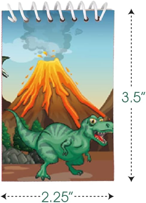 ArtCreativity Mini Dinosaur Notebooks, Pack of 16, Small Spiral Notepads with Dino-Themed Covers, Cute Stationery Supplies for School and Office, Fun Birthday Party Favors, Goodie Bag Fillers for Kids