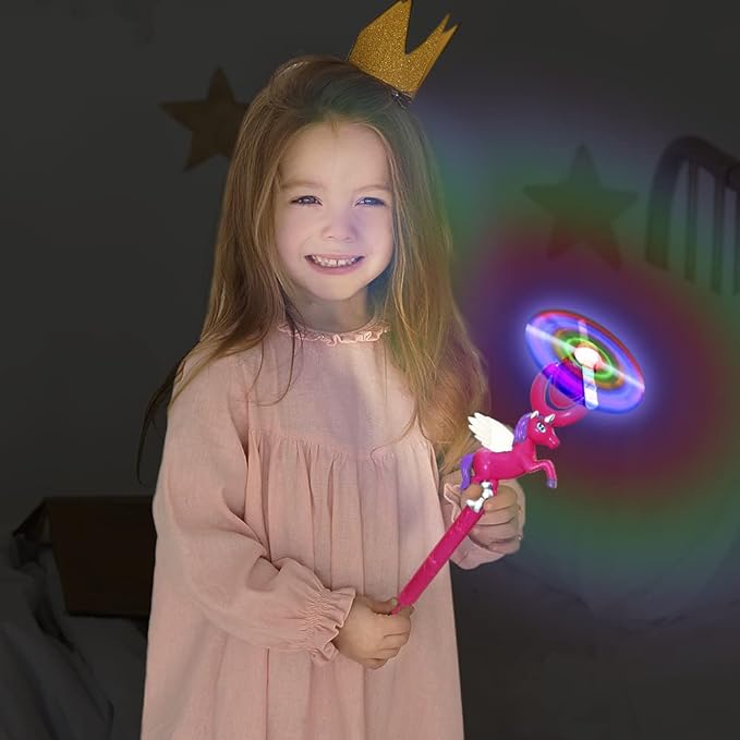 ArtCreativity Light Up Unicorn Swivel Wand, 15 Inch LED Spin Toy for Kids, Batteries Included, Great Gift Idea for Boys and Girls, Unicorn Birthday Party Favor, Carnival Prize