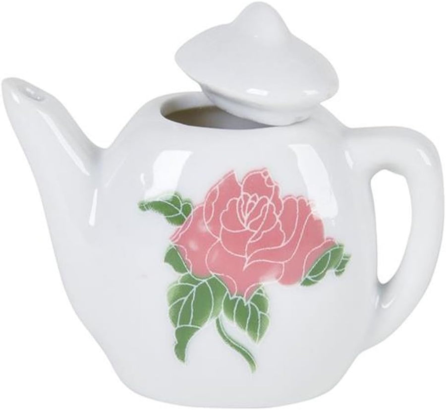 Rose Flower Ceramic Doll Tea Set - 13 Pieces - includes Cups and Plates