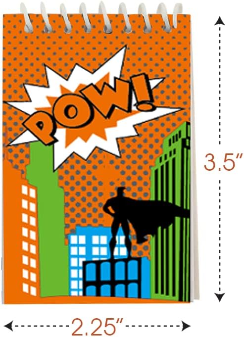 ArtCreativity Mini Superhero Notebooks, Pack of 12, Small Comic Inspired Spiral Notepads, Cute Stationery Supplies for School and Office, Fun Birthday Party Favors, Goodie Bag Fillers for Kids