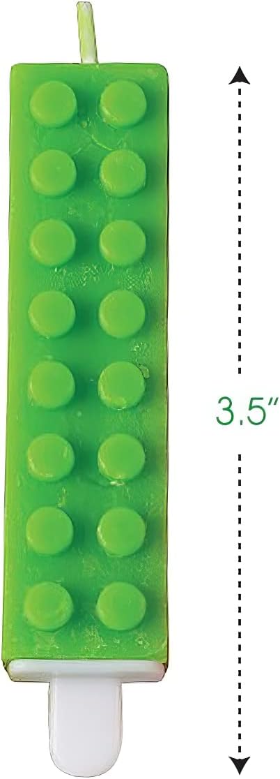 ArtCreativity Brick Candles, Building Block Themed Birthday Cake Candles- Pack of 4- Red, Yellow, Green, and Blue Brick Party Candles, Colorful Building Block Birthday Party Supplies and Decoration