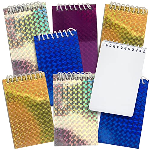 ArtCreativity Mini Hologram Notebooks, Pack of 12, Small Spiral Notepads with Colorful Covers, Cute Stationery Supplies for School and Office, Fun Birthday Party Favors, Goodie Bag Fillers for Kids