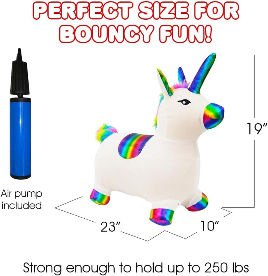 ArtCreativity Light Up Bouncy Unicorn Hopper with Music, Ride on Bouncing Animal Hopper for Active Indoor and Outdoor Play, Inflatable Plush Covered Horse Toy for Kids (Pump Included)