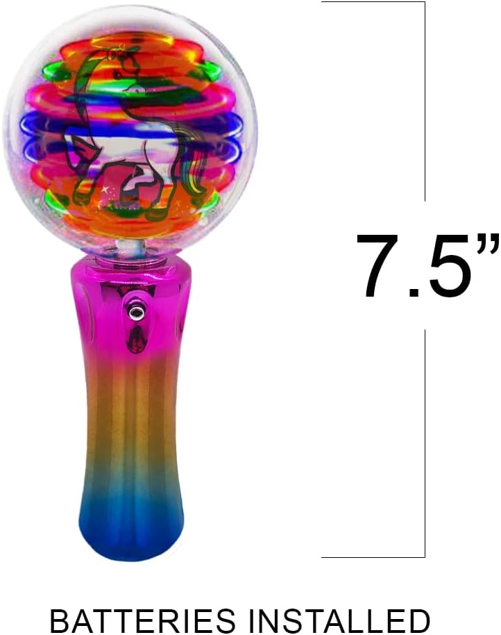 ArtCreativity Light Up Magic Unicorn Wand, 7.5 Inch LED Spinning Wand Toy for Kids, Batteries Included, Great Gift Idea for Boys and Girls, Unicorn Birthday Party Favor, Carnival Prize