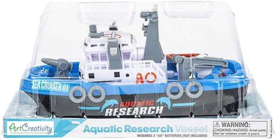 Aquatic Rescue Vessel, Battery-Operated Toy Ship for Kids, Floats in Water, Floating Bathtub and Pool Toy for Boys and Girls, Great Birthday Gift for Children