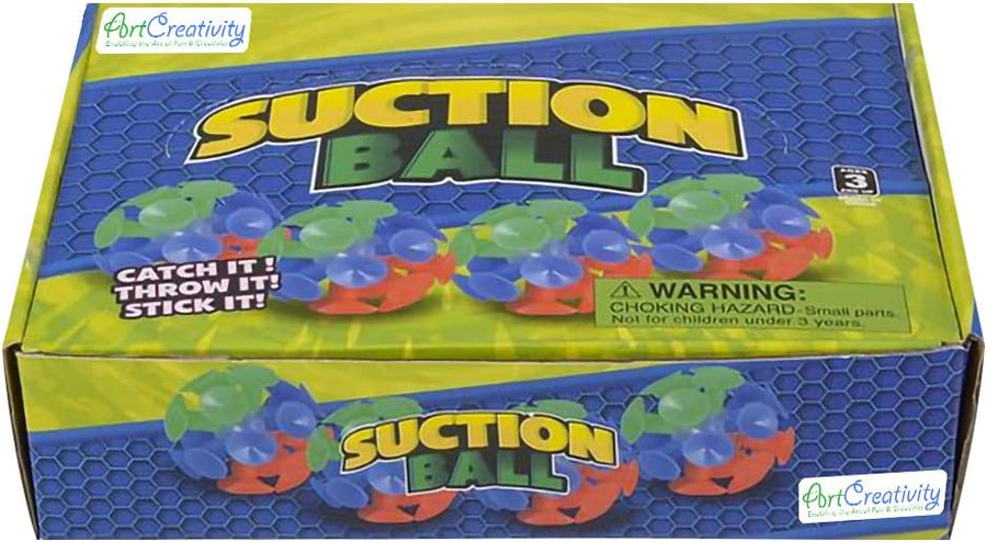 ArtCreativity Suction Ball Toys for Kids, Set of 12, Toss and Stick Balls with Mini Suction Cups, Tossing Toys for Indoor and Outdoor Play, Fun Birthday Party Favors for Boys and Girls