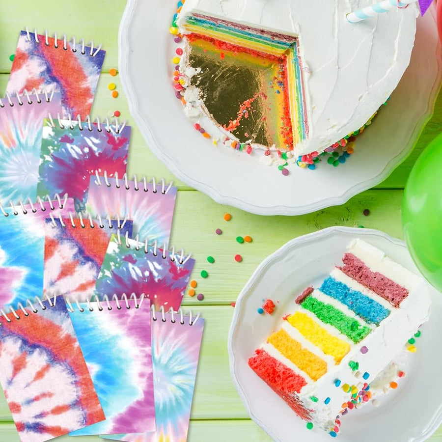 ArtCreativity Mini Tie Dye Notebooks, Pack of 16, Small Spiral Notepads with Colorful Designs, Cute Stationery Supplies for School and Office, Fun Birthday Party Favors, Goodie Bag Fillers for Kids