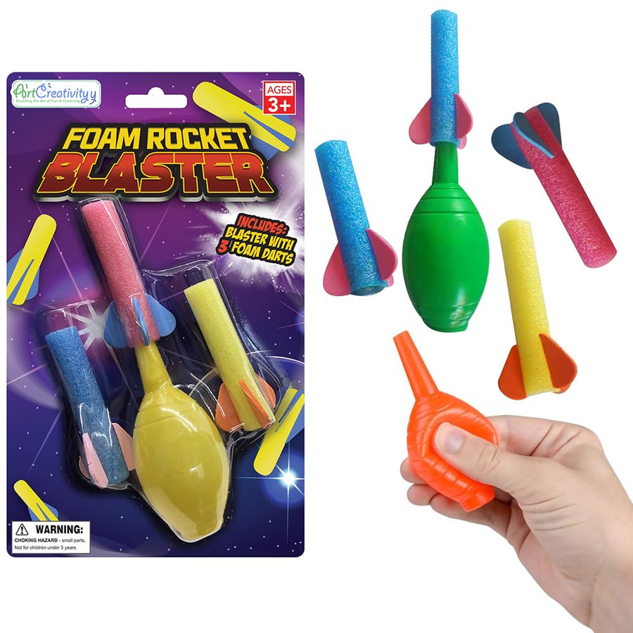 ArtCreativity Foam Rocket Blasters, Set of 6, Each Set with 1 Squeeze Launcher and 3 Foam Rockets, Fun Summer Outdoor Toys, Great Goodie Bag Fillers, Party Favors and Prizes for Kids