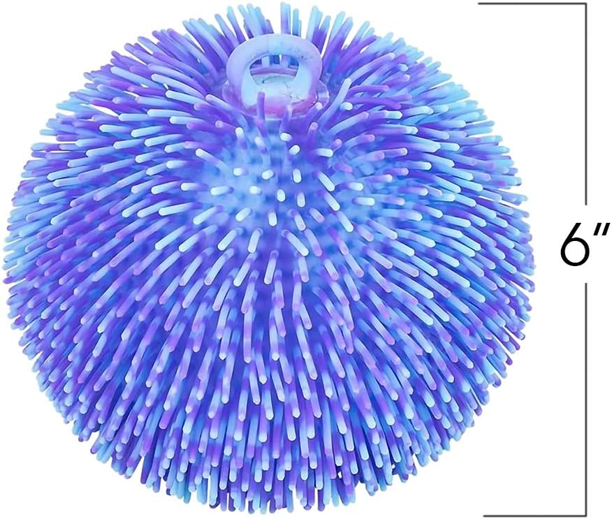 ArtCreativity Tie Dye Puffer Ball with Hanging Loop, Spiky Stress Relief Balls, 6 Inch Squeeze Fidget Toys for Kids, Calming Sensory Balls for Autistic Children, Party Favor