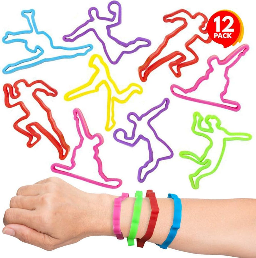Sports Stretch Bands, Set of 12, Sports Silly Bands Bracelets for Boys and Girls with Sporty Shapes, Sports Themed Party Favors for Kids, Fun Goodie Bag Filler and Classroom Prizes…