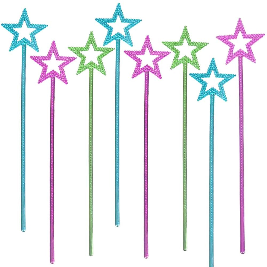 ArtCreativity Metallic Star Princess Wands for Kids - Pack of 12 - Magic Fairy Wands in 3 Vibrant Colors, Princess Party Birthday Favors, Costume Accessories for Boys and Girls, 14 Inch