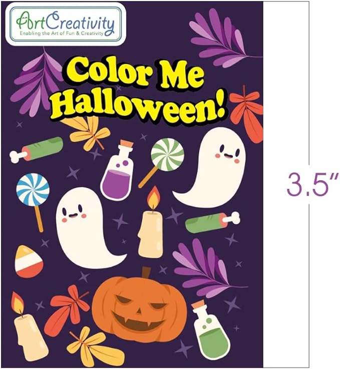 ArtCreativity Bulk 24 Pack Halloween Mini Coloring Book Kit, Each Set Includes 1 Small Coloring Booklet & 4 Crayons, Great Halloween Party Favors, Halloween Gifts for Kids & Non-Candy Halloween Treats