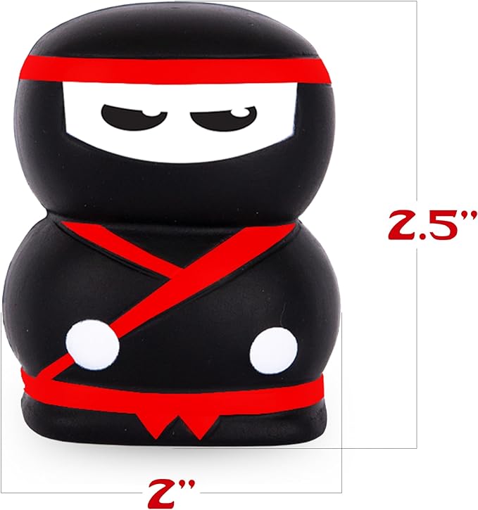 ArtCreativity Squishy Ninja Party Favors - Set of 12 Small Squishy Toys - Ninja Figurine Party Favors for Kids with 6 Red and 6 Black Designs - Ninja Stress Toys - Slow Rising Stress Relief Toys