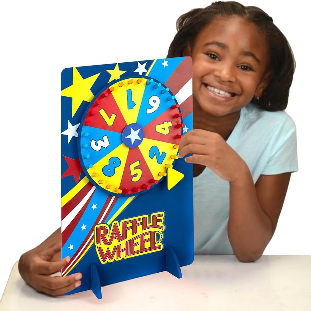 Tabletop Spinning Raffle Wheel with Stand Premium Quality Wood Spinning Carnival Wheel - Tabletop Prize Spinner Wheels for Boys and Girls, Kids’ Parties, Classroom and More