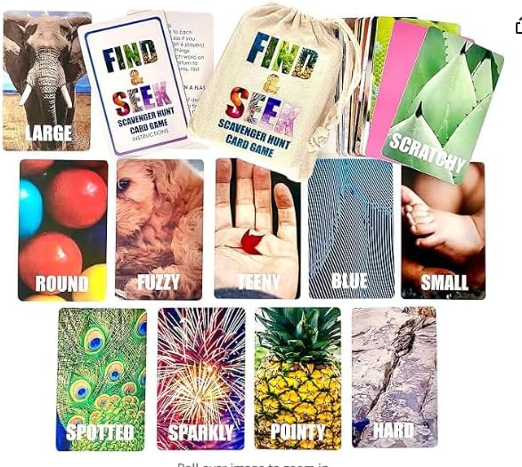 Road Trip Scavenger Hunt for Kids - 50 Cards in Sturdy Box - Seek and Find Road Trip Games - Car Activities for Kids - Travel-Friendly Bag - Indoor Scavenger Hunt Game
