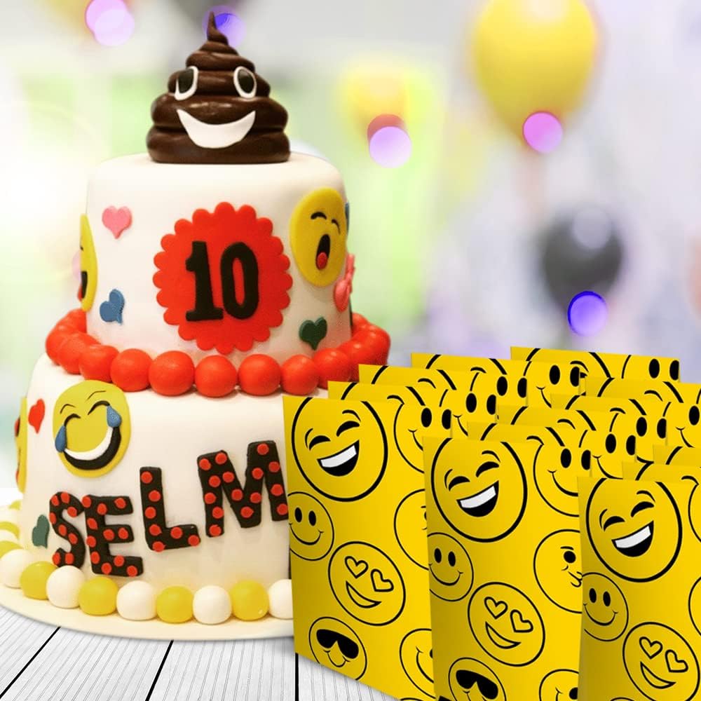 ArtCreativity Emoticon Party Favor Bags, Pack of 12, Emoticon Themed Goodie Gift Paper Bags, Durable Treat Bags, Emoticon Party Supplies and Favors for Birthday, Baby Shower, Holiday Goodies