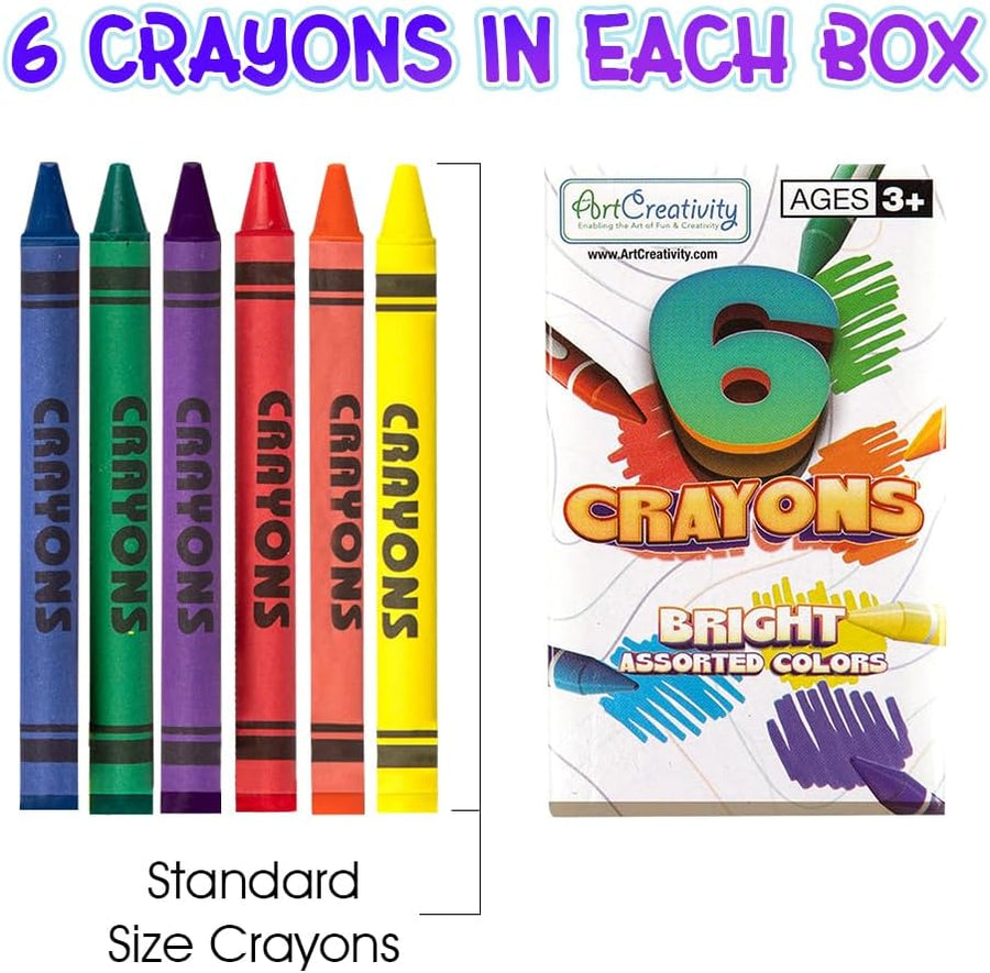 ArtCreativity Bulk Crayon Packs, 25 Sets of 6 Packs of Crayons (150ct), Classroom Crayons for Students, Non-Toxic Crayon Party Favors for Kids, Arts & Crafts Supplies 3+