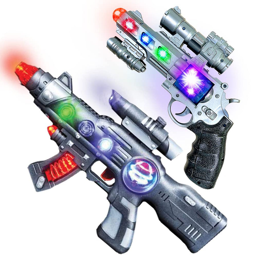 LED Light Up Toy Blaster Set - Includes 12.5 Inch Blaster, 9 Inch Blaster and Batteries