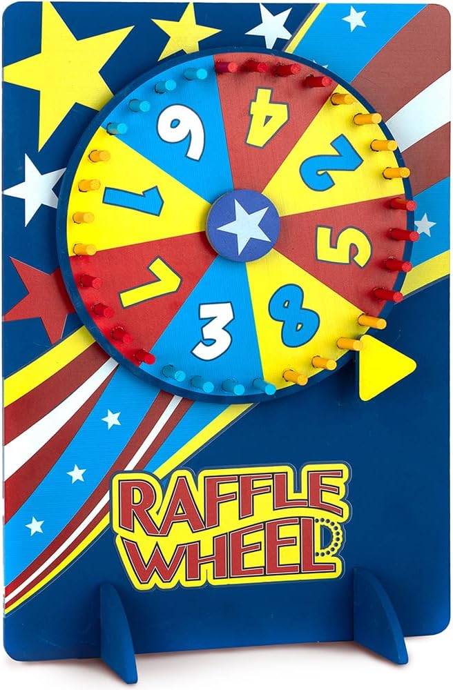 Tabletop Spinning Raffle Wheel with Stand Premium Quality Wood Spinning Carnival Wheel - Tabletop Prize Spinner Wheels for Boys and Girls, Kids’ Parties, Classroom and More