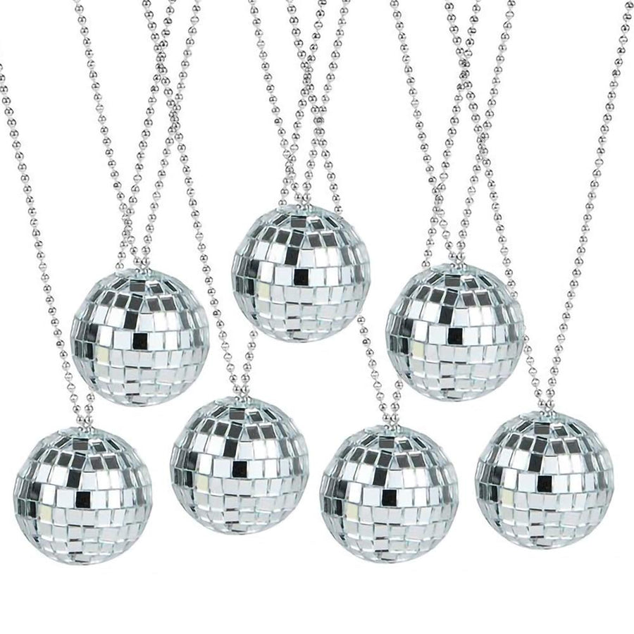ArtCreativity Mirror Disco Ball Necklaces, Pack of 12, Disco Theme 70s Party Decorations, Disco Photo Booth Props, Dance Party Favors and Supplies for Kids and Adults
