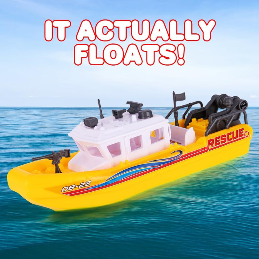 Aquatic Rescue Vessel, Battery-Operated Toy Ship for Kids, Floats in Water, Floating Bathtub and Pool Toy for Boys and Girls, Great Birthday Gift for Children