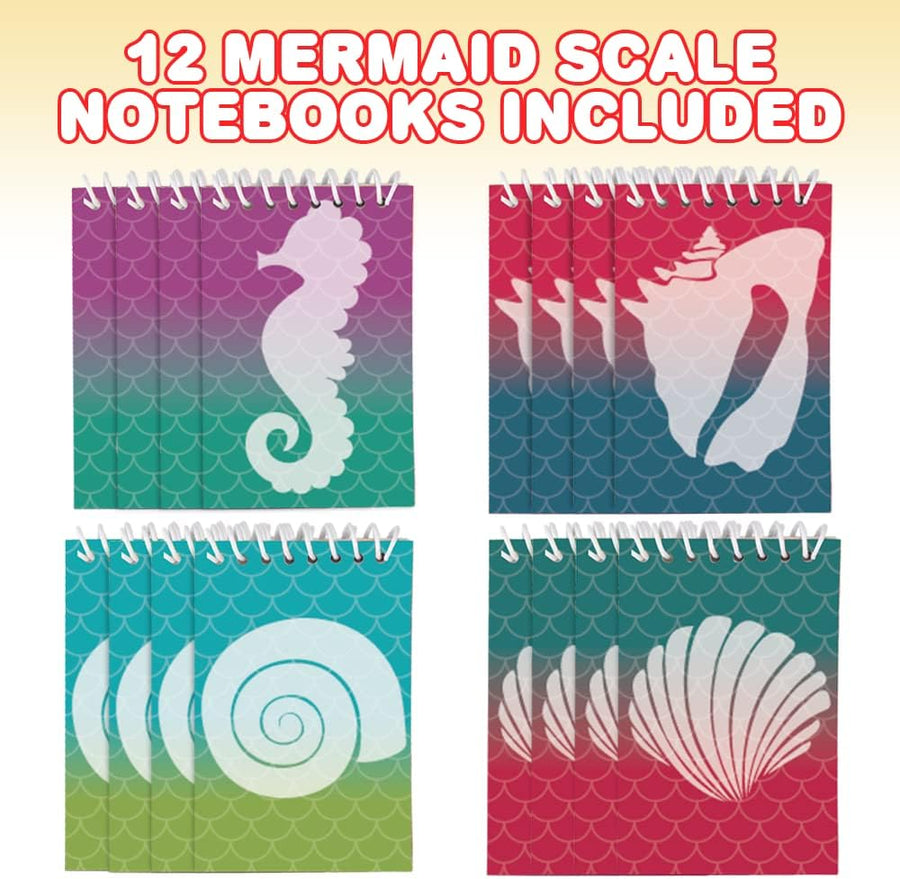 ArtCreativity Mini Mermaid Scale Notebooks, Pack of 12, Small Spiral Notepads with Metallic Covers, Cute Stationery Supplies for School & Office, Fun Birthday Party Favors, Goody Bag Fillers for Kids