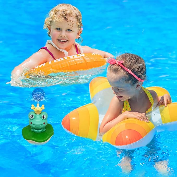 ArtCreativity Frog Bath Sprinkler Toy Set, Includes 1 Frog Fountain, 4 Nozzles, and 1 Ball, Battery-Operated Bathtub and Swimming Pool Toy for Kids, Great Gift for Boys and Girls Ages 3 and Up