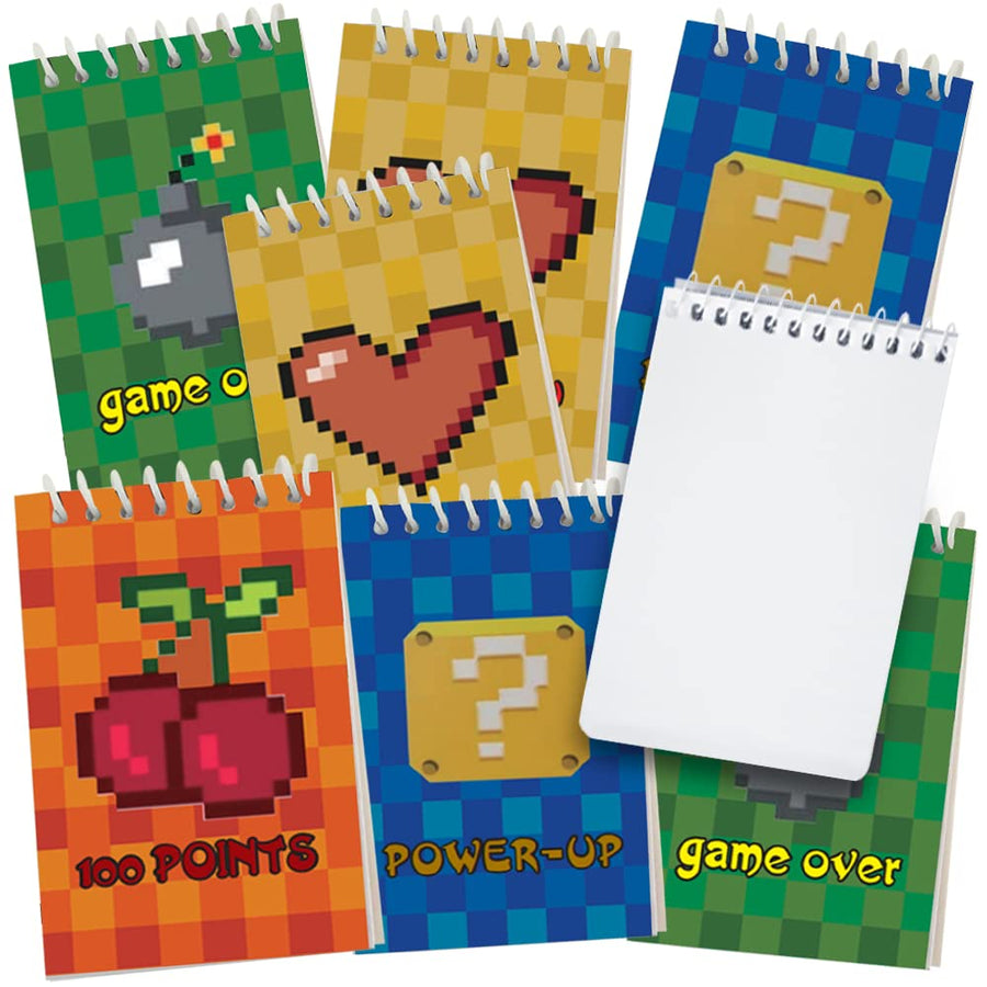 ArtCreativity Mini Power Up Notebooks, Pack of 16, Video Game & Pixel Themed Spiral Notepads, Cute Stationery Supplies for School and Office, Fun Birthday Party Favors, Goodie Bag Fillers for Kids