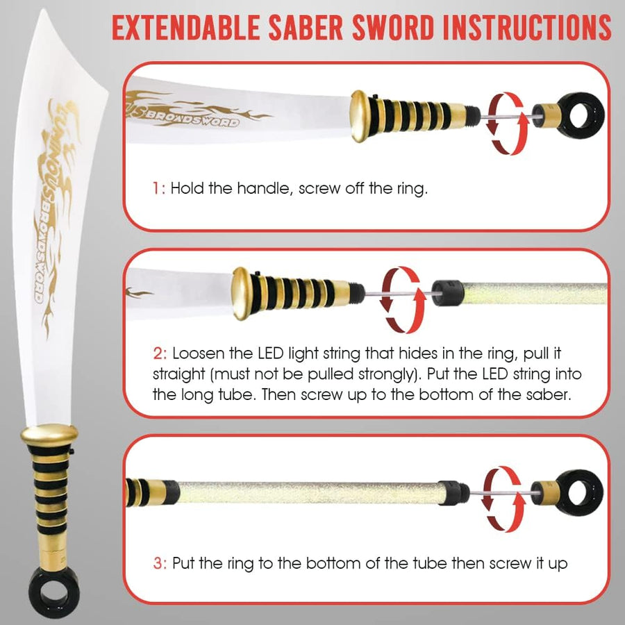 ArtCreativity Light Up Toy Swords for Kids Extendable with Movement Sound Sensor, Set of 2, LED Toy Swords for Boys, Ninja Swords for Kids, Batteries Included, Ninja Kids Toys, Gift for Kids 3 and Up