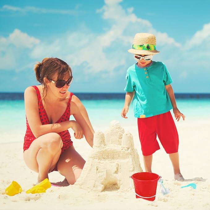 ArtCreativity 6 Inch Mini Plastic Beach Pail and Shovel Set - Pack of 12 - Assorted Colors Buckets and White Shovels - Summer Beach Toys - Practical Gift, Party Favor and Prize