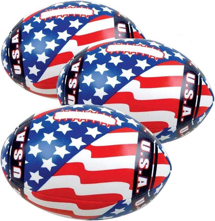 Soft Stuff US Flag Footballs, Set of 6, Mini 5 Inch Stuffed American Flag Footballs, 4th of July Party Favors and Decorations, Patriotic Supplies for Memorial and Independence Day