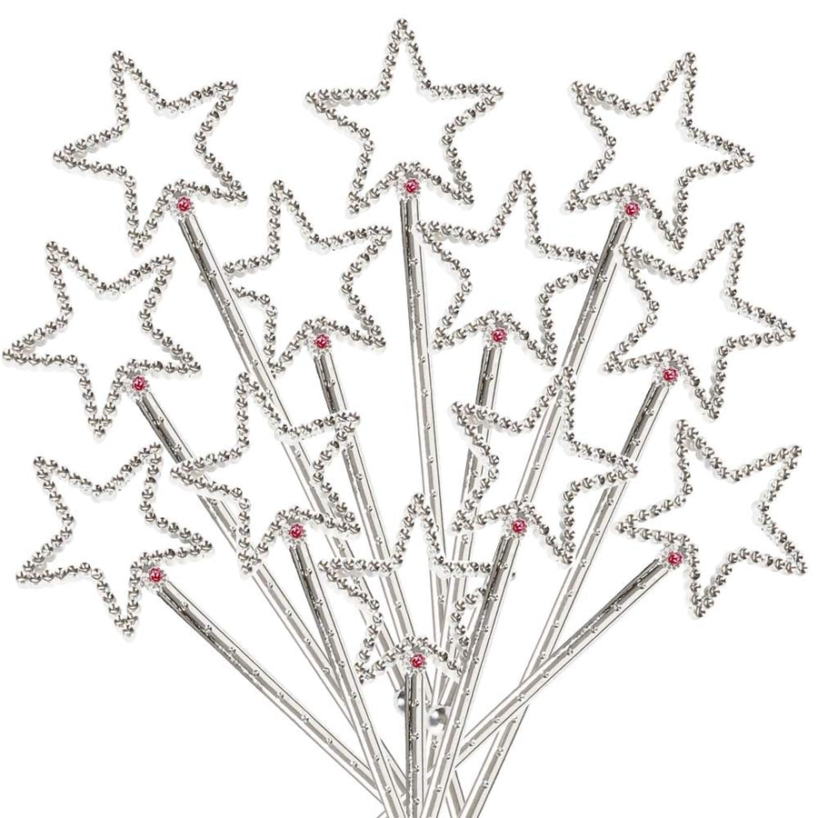 ArtCreativity Sparkly Star Wands, Bulk Pack of 24, Princess Party Favors for Girls and Boys, 7.5 Inch Magic Toy Wands with Rhinestones, Princess Costume Dress-Up Accessories for Children