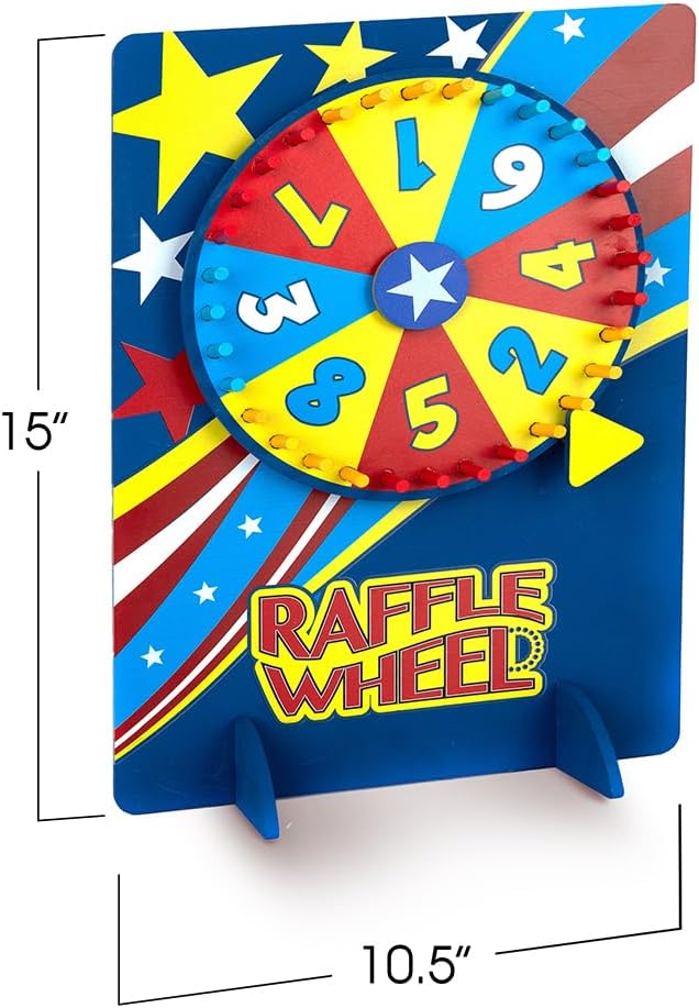 Tabletop Spinning Raffle Wheel with Stand Premium Quality Wood Spinning Carnival Wheel - Tabletop Prize Spinner Wheels for Boys and Girls, Kids’ Parties, Classroom and More