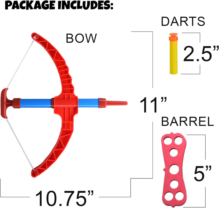 ArtCreativity Red Super Bow & Arrow Shooter Set, Includes Air-Powered Bow, Barrel, Six Soft Foam Darts, Comes in Blister Card Packaging, Sports Toy for Kids