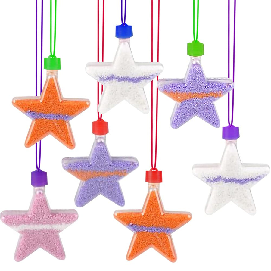 ArtCreativity Star Sand Art Bottle Necklaces, Pack of 12, Sand Art Craft Kit with Shaped Bottles, Craft Party Supplies and Party Favors for Kids - Sand Sold Separately (Star)