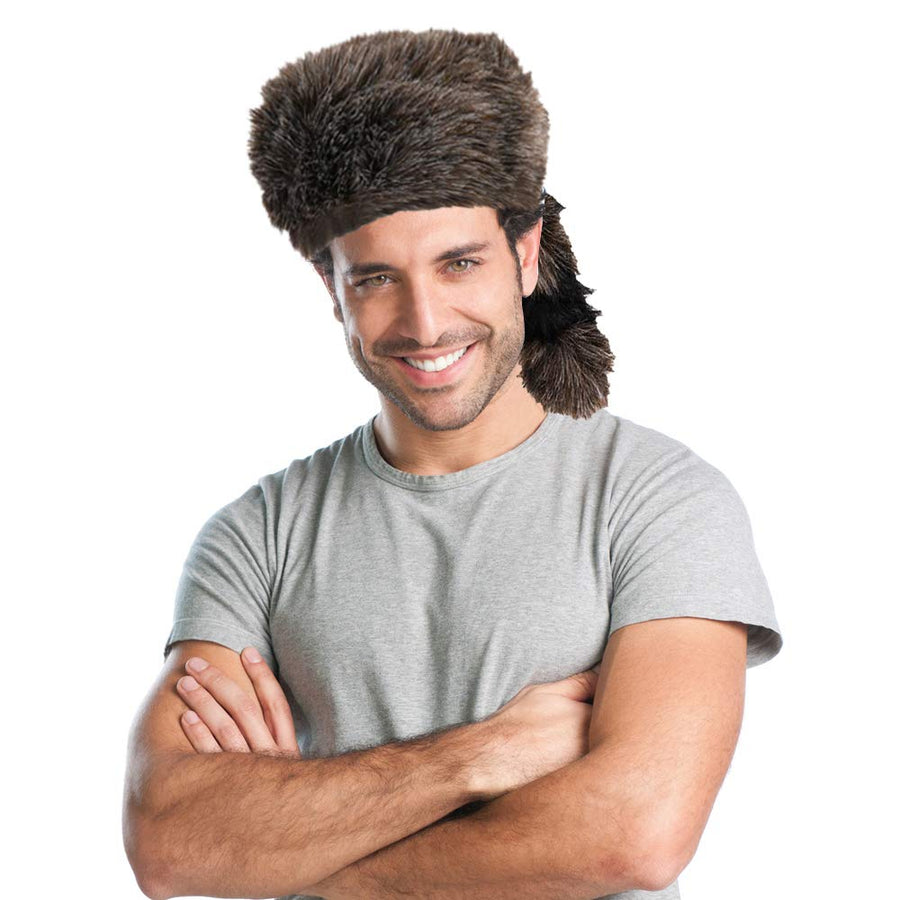 ArtCreativity Faux Fur Raccoon Hat for Kids, Animal Coonskin Cap with Faux Fur Tail, Wild Frontiersman Davy Crocket Costume Accessory, Soft Plush Polyester Fabric