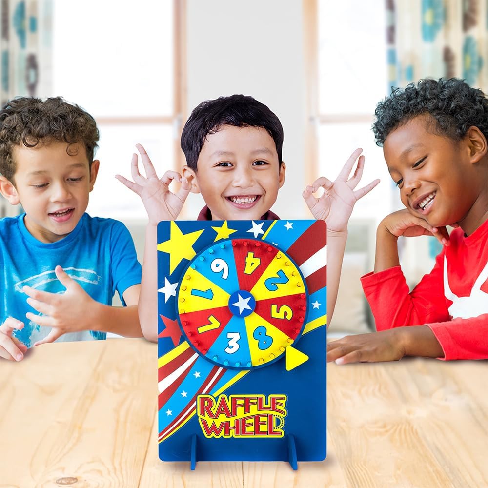 Tabletop Spinning Raffle Wheel with Stand Premium Quality Wood Spinning Carnival Wheel - Tabletop Prize Spinner Wheels for Boys and Girls, Kids’ Parties, Classroom and More